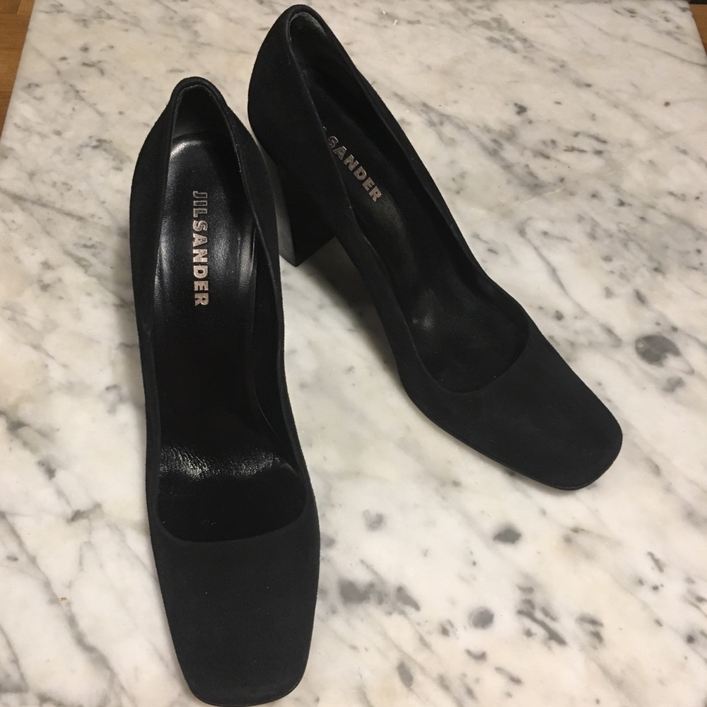 Jil Sander Black suede wooden block heel - Picture 5 of 8